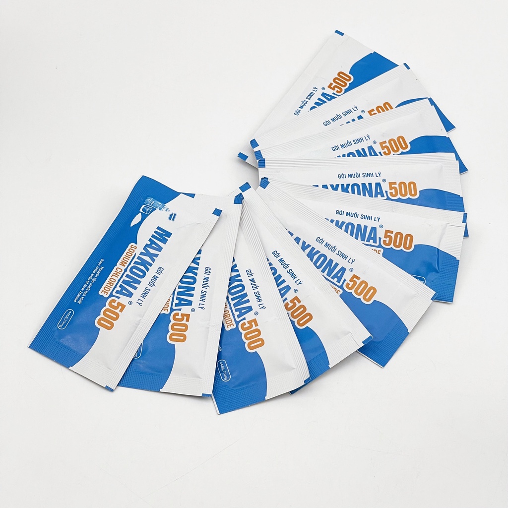 Gói Muối Sinh Lý MAXKONA 500, Gói Pha Để Súc Họng, Súc Miệng, Rửa Mũi Xoang