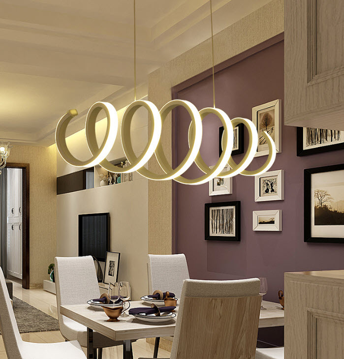 Đèn treo thả trần led hình lò xo Qiao QJ8892