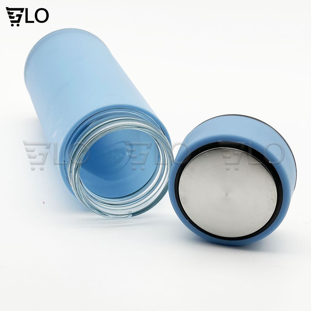 Bình Nước 6oup Thủy Tinh Màu Giữ Nhiệt Bọc Nhựa 450ml