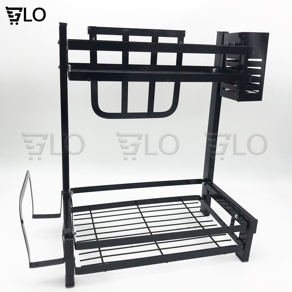 Kệ Đựng Gia Vị 2 Tầng Inox Kích thước 52x32x2.5cm Phủ Sơn Tĩnh Điện Mẫu Mới Để Bàn Cao Cấp
