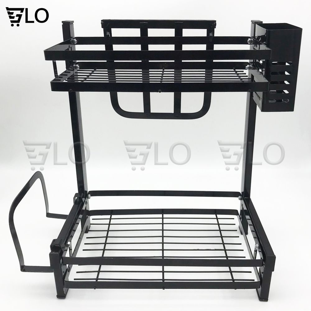 Kệ Đựng Gia Vị 2 Tầng Inox Kích thước 52x32x2.5cm Phủ Sơn Tĩnh Điện Mẫu Mới Để Bàn Cao Cấp