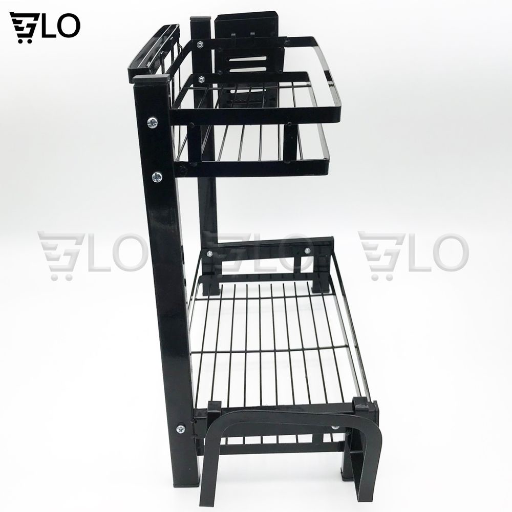Kệ Đựng Gia Vị 2 Tầng Inox Kích thước 52x32x2.5cm Phủ Sơn Tĩnh Điện Mẫu Mới Để Bàn Cao Cấp