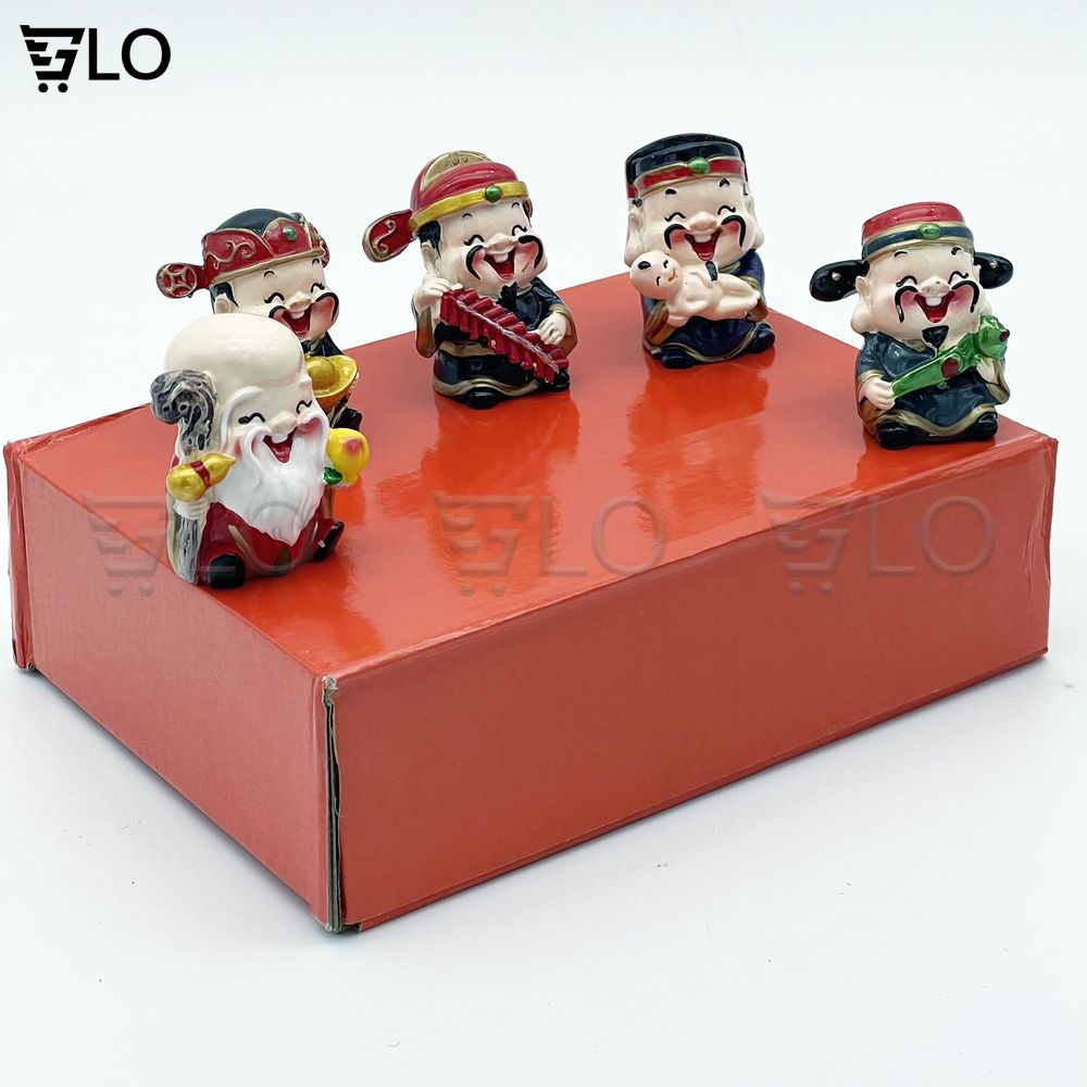 Bộ Tượng 5 Ông Thần Tài May Mắn Phong Thủy Gloshop