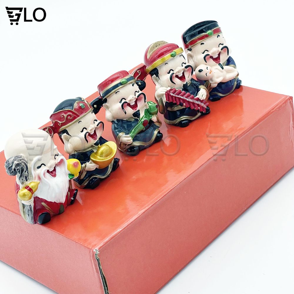 Bộ Tượng 5 Ông Thần Tài May Mắn Phong Thủy Gloshop