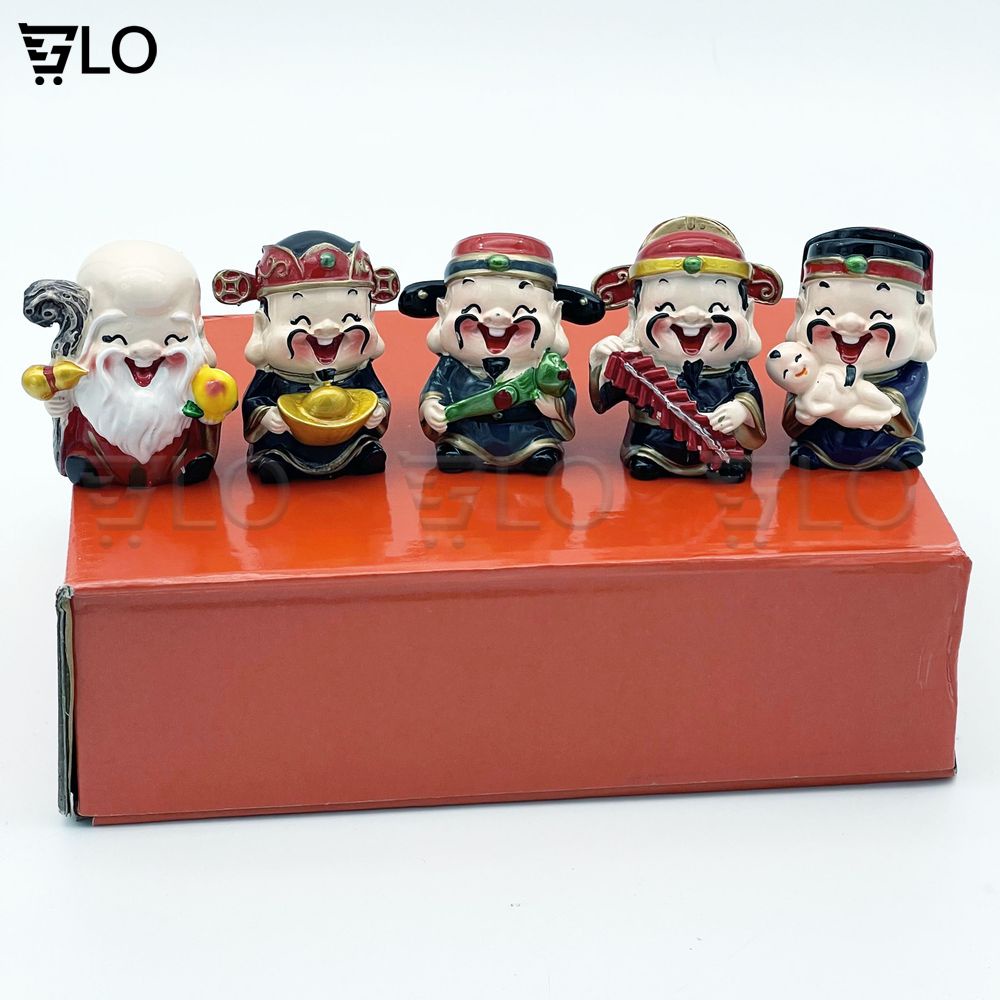 Bộ Tượng 5 Ông Thần Tài May Mắn Phong Thủy Gloshop