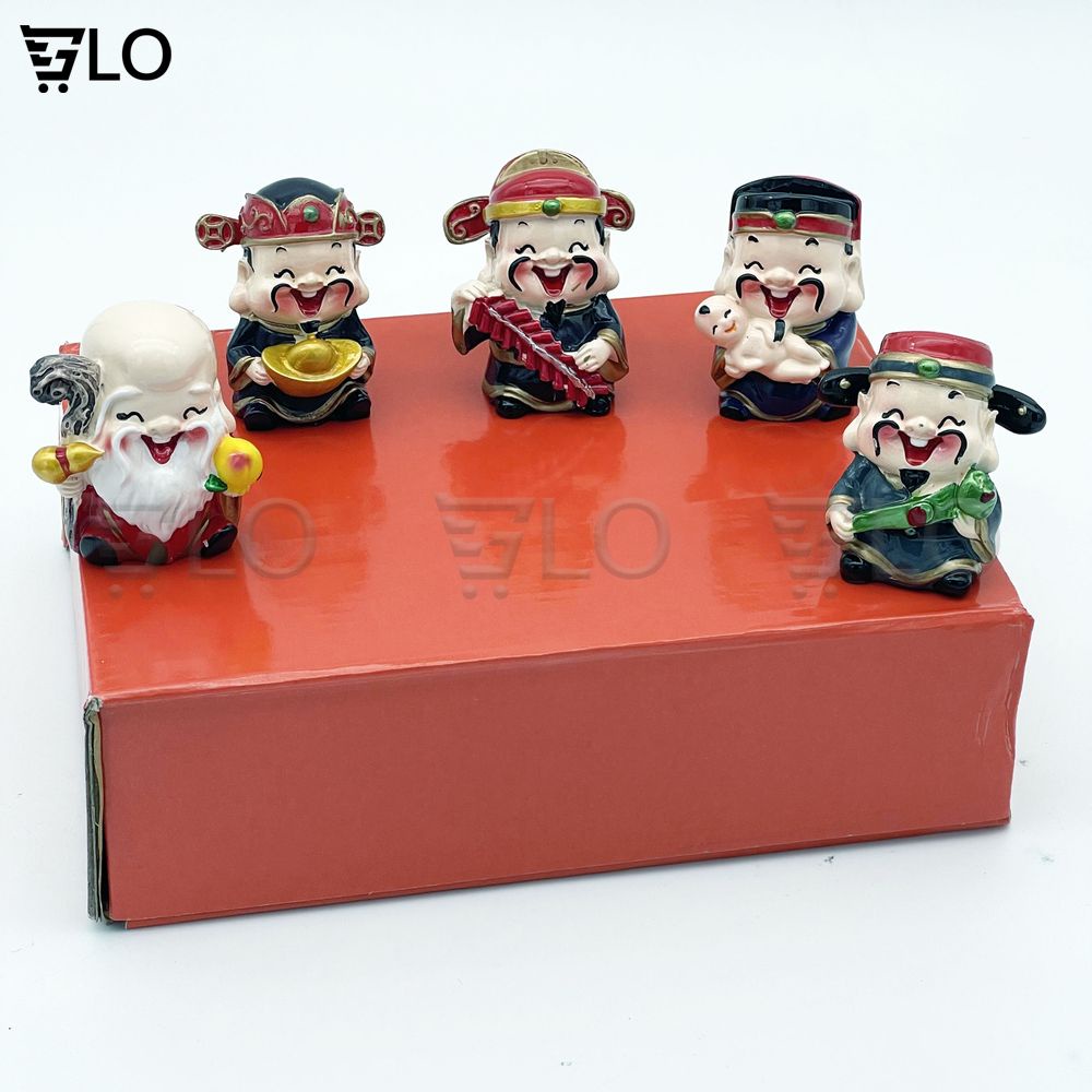 Bộ Tượng 5 Ông Thần Tài May Mắn Phong Thủy Gloshop