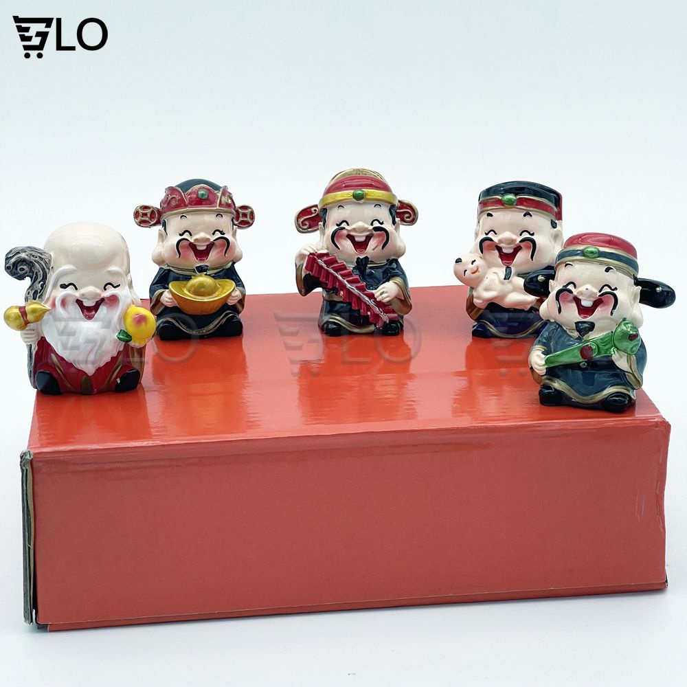Bộ Tượng 5 Ông Thần Tài May Mắn Phong Thủy Gloshop