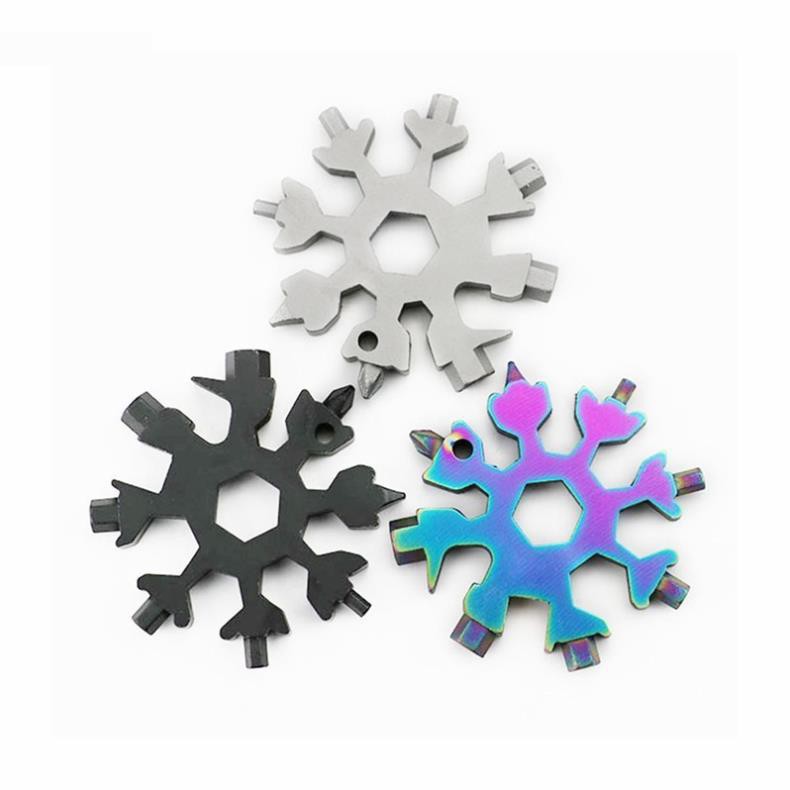 Móc Khóa Cờ Lê Thép Đa Năng 18 In 1, Hình Bông Tuyết Bát Giác Đa Chức Năng Nhỏ Gọn Bỏ Túi, Lục Giác Cầm Tay