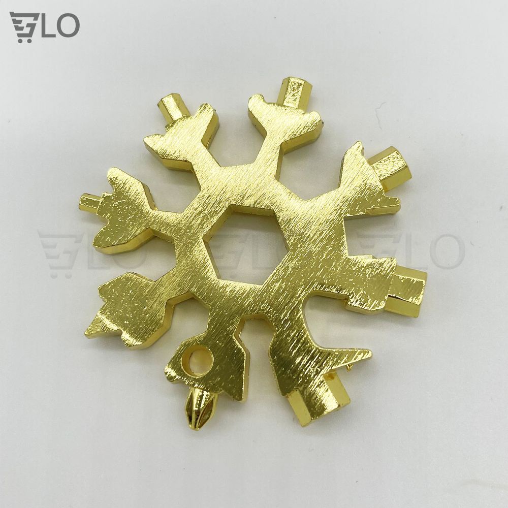 Móc Khóa Cờ Lê Thép Đa Năng 18 In 1, Hình Bông Tuyết Bát Giác Đa Chức Năng Nhỏ Gọn Bỏ Túi, Lục Giác Cầm Tay
