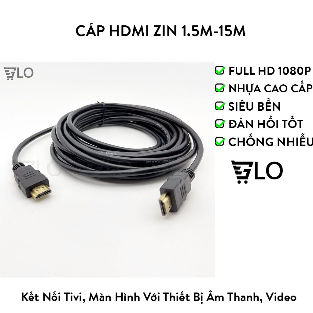 Cáp HDMI Zin 1.5m-15m Chuẩn Full HD 1080p