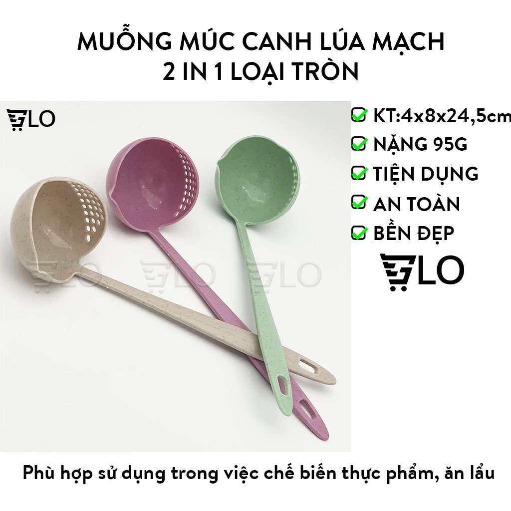 Muỗng Múc Canh Lúa Mạch 2 In 1 Loại Tròn