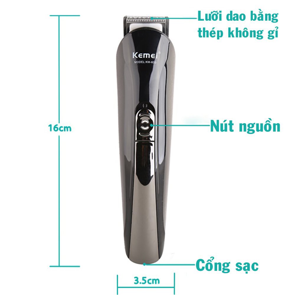Tông Đơ Cắt Tóc 6 Trong 1 Kemei KM-600 Công Suất 5W