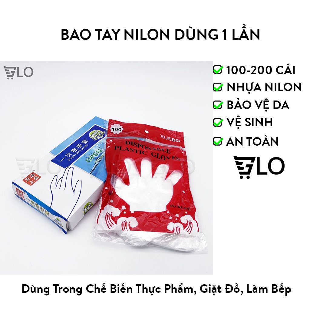 Bao Tay Nilon Dùng 1 Lần(Combo 100/200 Cái)