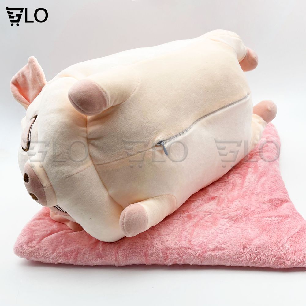 Bộ Set Chăn Gối Văn Phòng 2 In 1 Hình Heo Dễ Thương