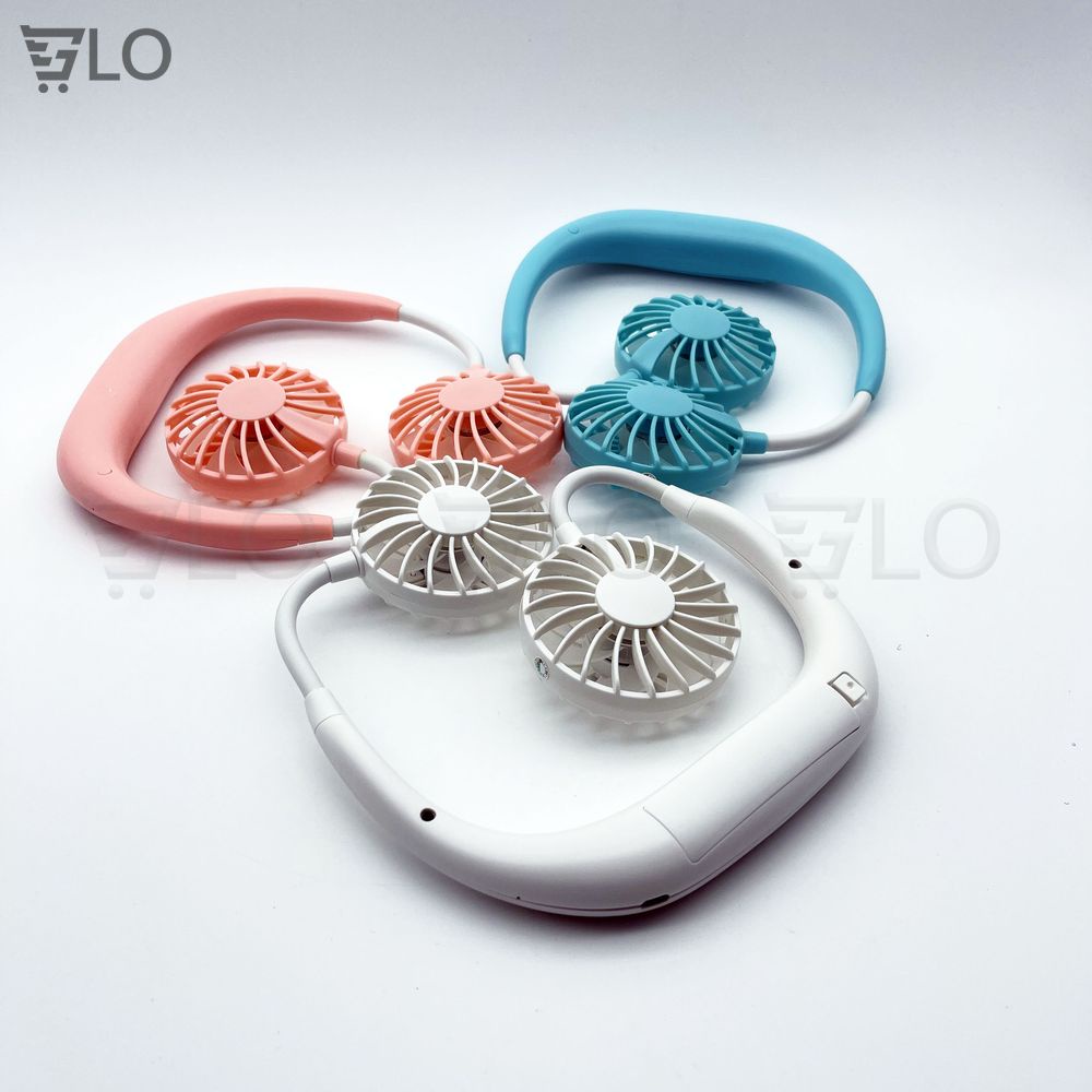 Quạt Đeo Cổ Mini, Quạt Treo Cổ Có Cánh 3 Tốc Độ, Có Sạc Chính Hãng, Hiện Đại, Biên Độ Thổi 360 Độ