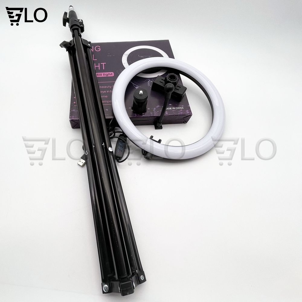 Đèn Livestream 26cm-33cm Full Bộ Gồm Chân Đèn Và Giá Đỡ Điện Thoại, Hỗ Trợ Bán Hàng, Make Up, Nối Mi
