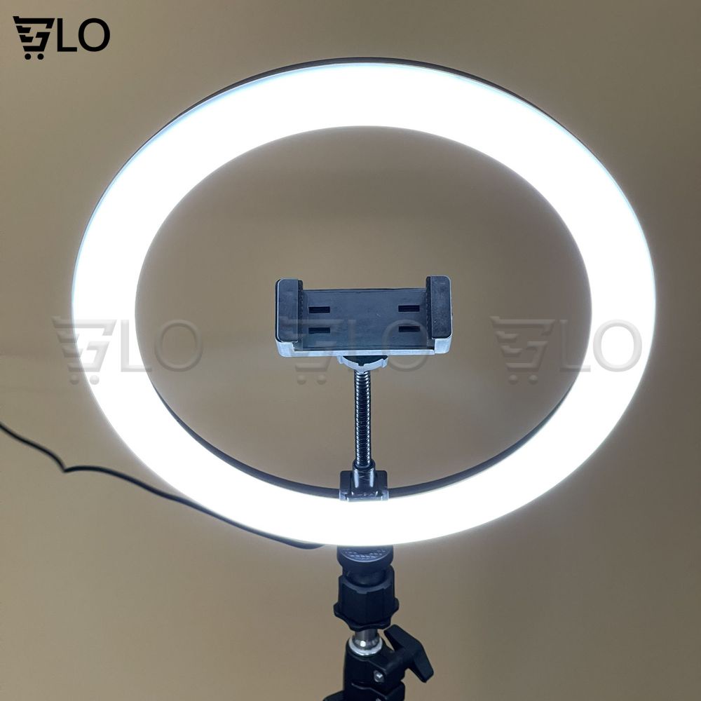 Đèn Livestream 26cm-33cm Full Bộ Gồm Chân Đèn Và Giá Đỡ Điện Thoại, Hỗ Trợ Bán Hàng, Make Up, Nối Mi