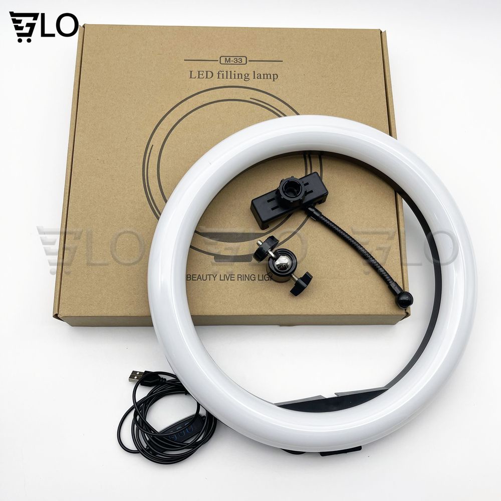 Đèn Livestream 26cm-33cm Full Bộ Gồm Chân Đèn Và Giá Đỡ Điện Thoại, Hỗ Trợ Bán Hàng, Make Up, Nối Mi