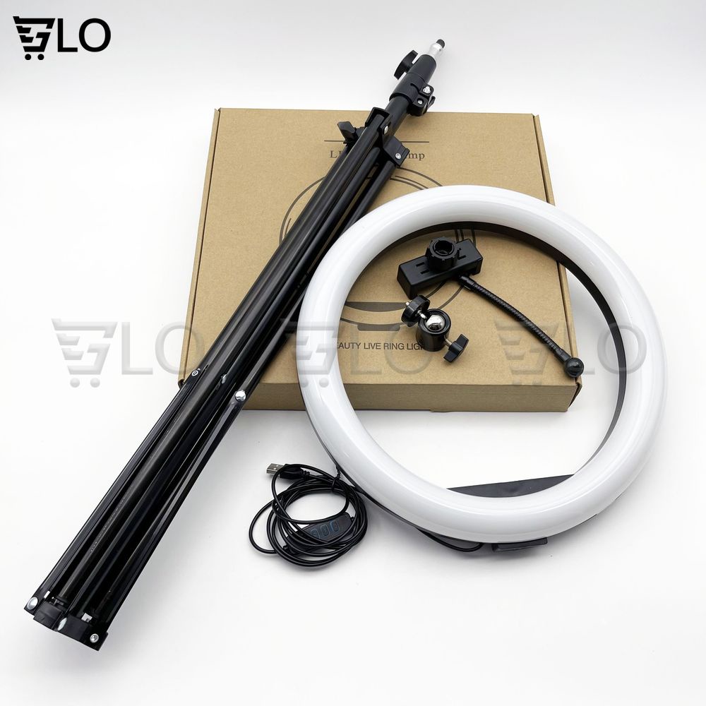 Đèn Livestream 26cm-33cm Full Bộ Gồm Chân Đèn Và Giá Đỡ Điện Thoại, Hỗ Trợ Bán Hàng, Make Up, Nối Mi