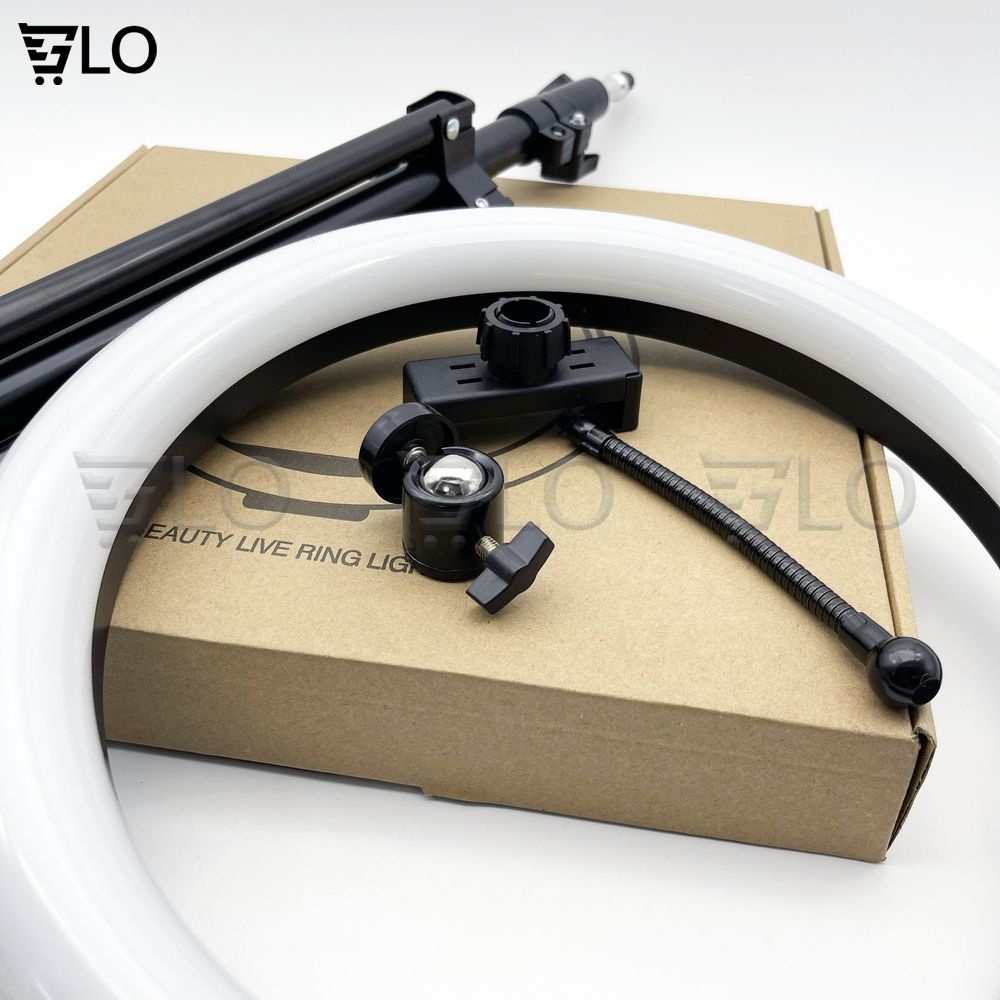 Đèn Livestream 26cm-33cm Full Bộ Gồm Chân Đèn Và Giá Đỡ Điện Thoại, Hỗ Trợ Bán Hàng, Make Up, Nối Mi