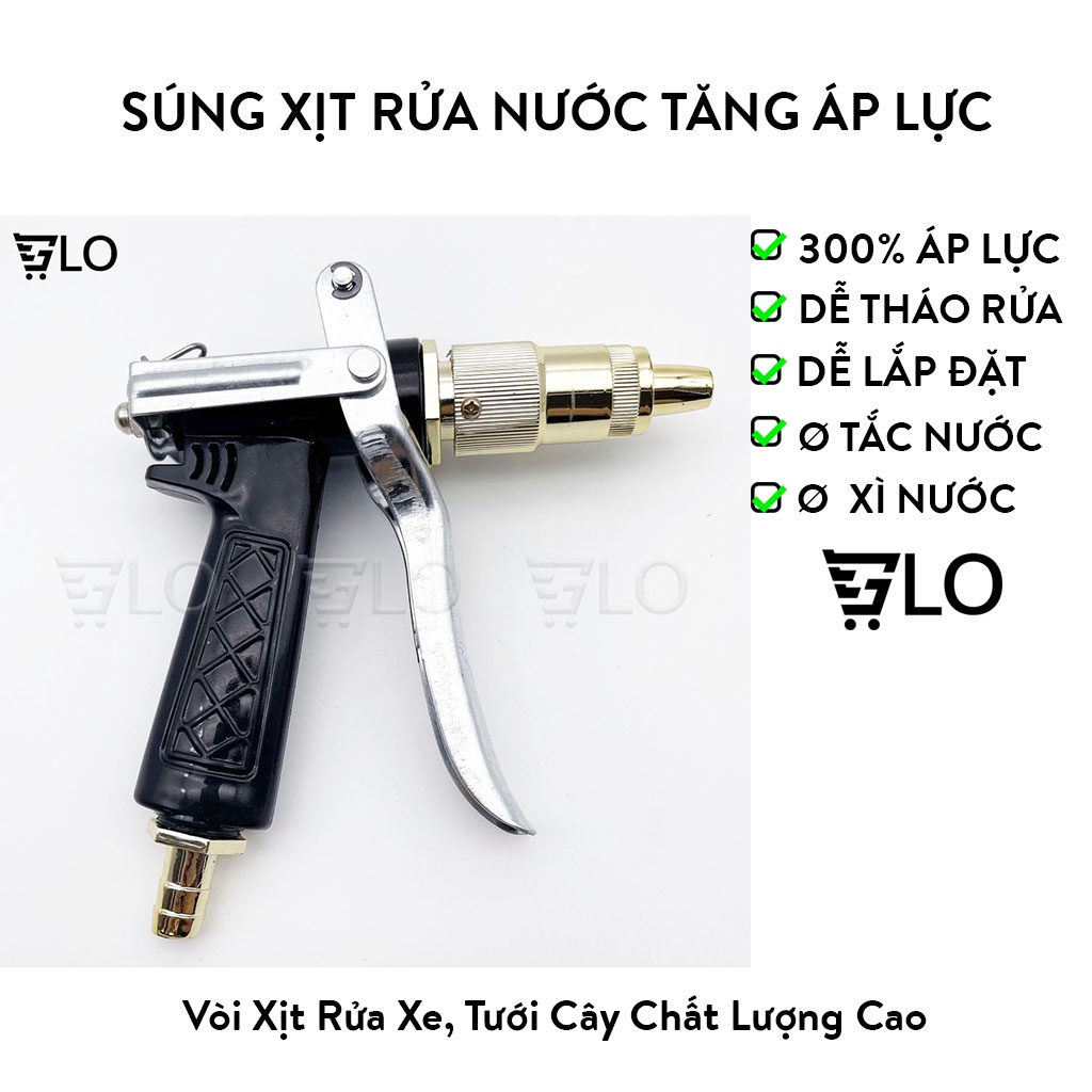 Súng Xịt Rửa Nước Tăng Áp Lực Cao Lên Tới 300%, Vòi Rửa Xe Chuyên Nghiệp