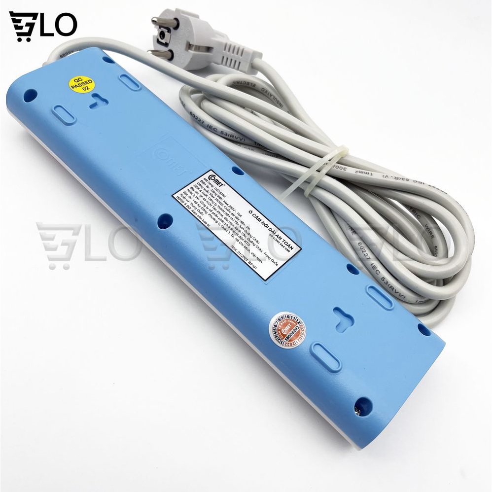 Ổ Cắm Điện Comet CES5303 Nối Dài 3m 3 Lỗ 2 Cổng USB