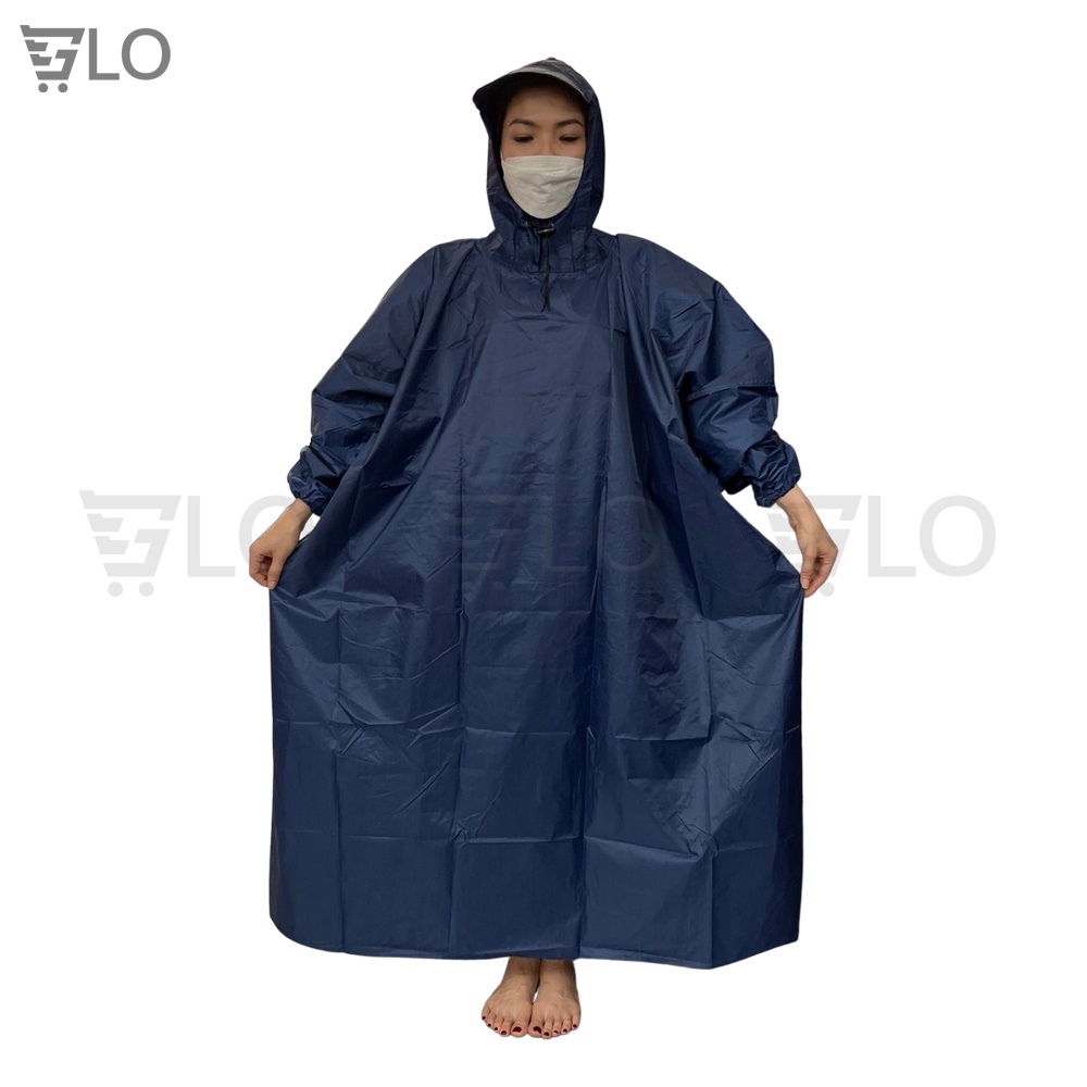 Áo Mưa Bít Vải Dù Da Cá Cao Cấp Người Lớn Màu Xanh Đen 1.4m