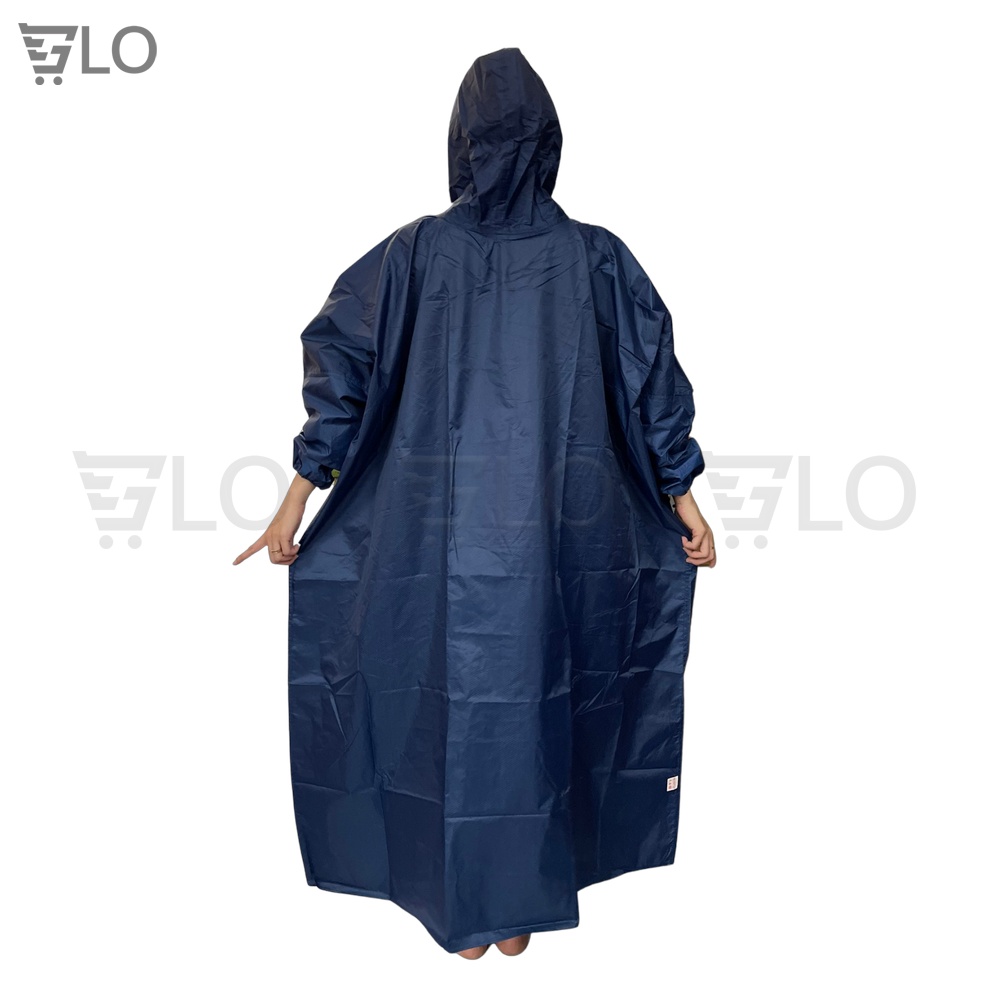 Áo Mưa Bít Vải Dù Da Cá Cao Cấp Người Lớn Màu Xanh Đen 1.4m