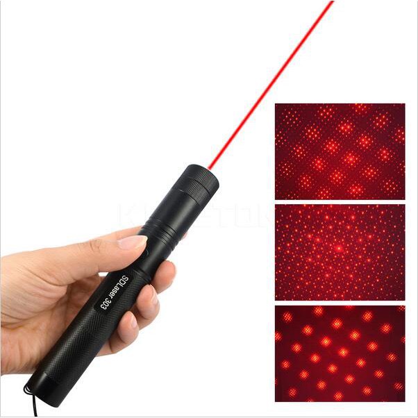 Đèn Pin Laser 303 Ánh Sáng Xanh Lá Hoặc Đỏ Chiếu Xa Cực Mạnh, Kèm Phụ Kiện Chiếu Sao Vạn Hoa Dùng Pin Sạc