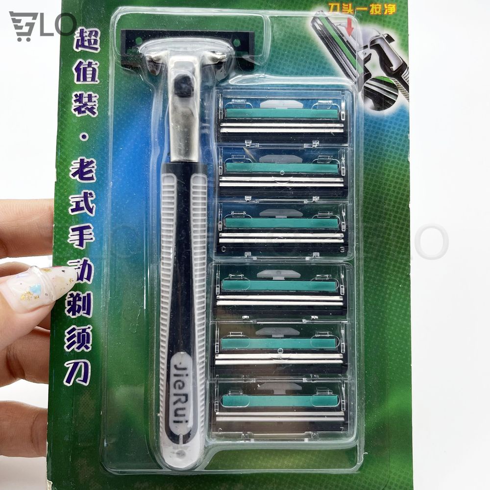 Bộ Dao Cạo Râu Jierui Tặng Kèm 5 Lưỡi Dao Kép