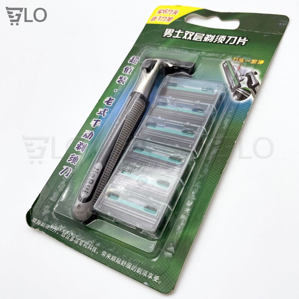 Bộ Dao Cạo Râu Jierui Tặng Kèm 5 Lưỡi Dao Kép