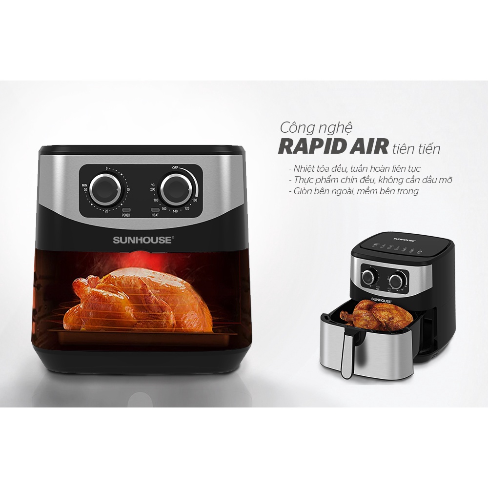 Nồi chiên không dầu Sunhouse 9 lít SHD4035 - Model mới 4.2022 - Bảo hành chính hãng 12 tháng toàn quốc