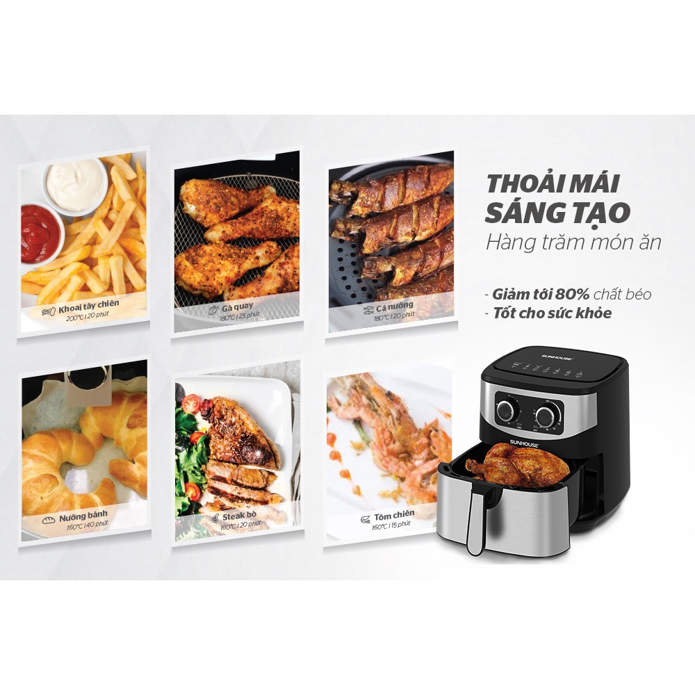 Nồi chiên không dầu Sunhouse 9 lít SHD4035 - Model mới 4.2022 - Bảo hành chính hãng 12 tháng toàn quốc