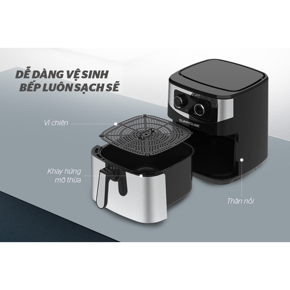 Nồi chiên không dầu Sunhouse 9 lít SHD4035 - Model mới 4.2022 - Bảo hành chính hãng 12 tháng toàn quốc