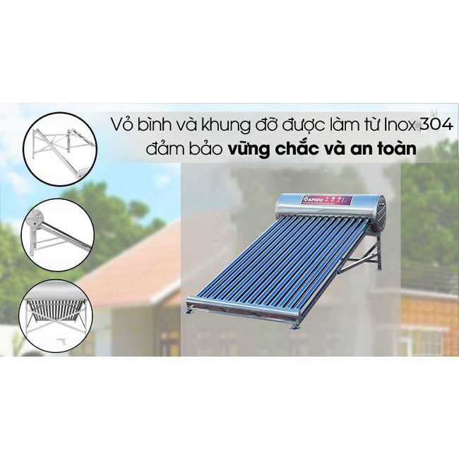 Máy nước nóng năng lượng mặt trời Rapido RUBY sử dụng ống thủy tinh thu nhiệt chân không - Hàng Bếp 3B