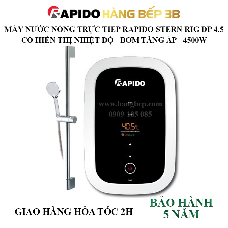 Máy nước nóng trực tiếp Rapido Stern RIG-DP 4.5 - Kèm vòi sen cao cấp - Hàng Bếp 3B