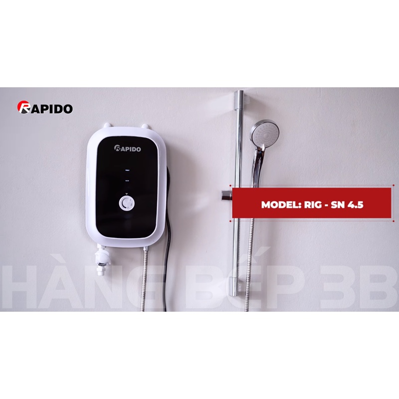 Máy nước nóng trực tiếp Rapido Stern RIG-SN 4.5 tiết kiệm năng lượng - Kèm vòi sen cao cấp - Hàng Bếp 3B