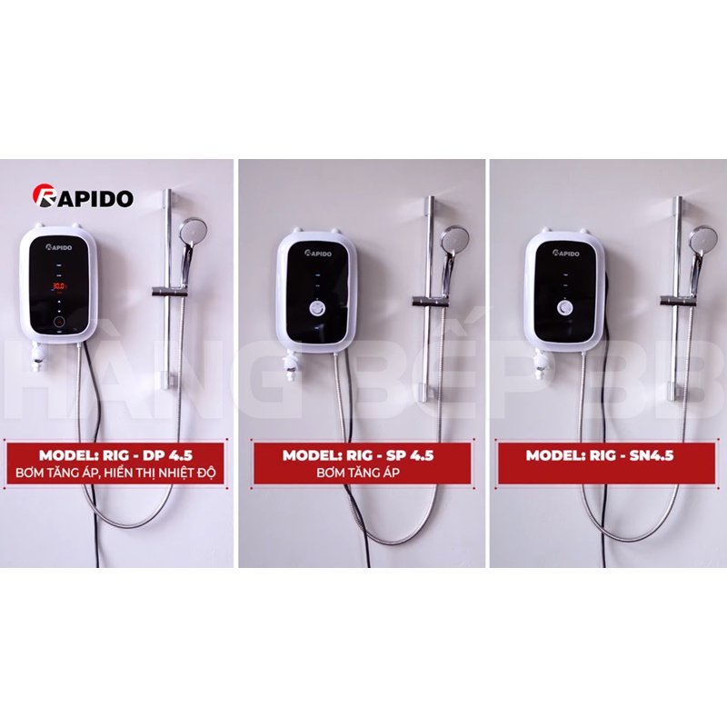 Máy nước nóng trực tiếp Rapido Stern RIG-SN 4.5 tiết kiệm năng lượng - Kèm vòi sen cao cấp - Hàng Bếp 3B