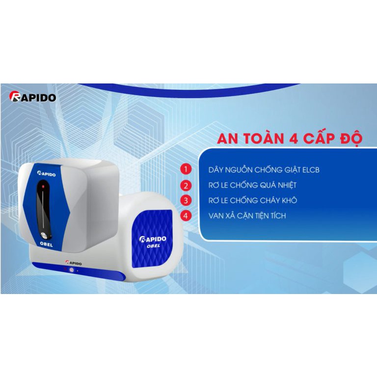 Bình nước nóng gián tiếp Rapido Obel ROV 20 lít - 30 lít - Hàng Bếp 3B