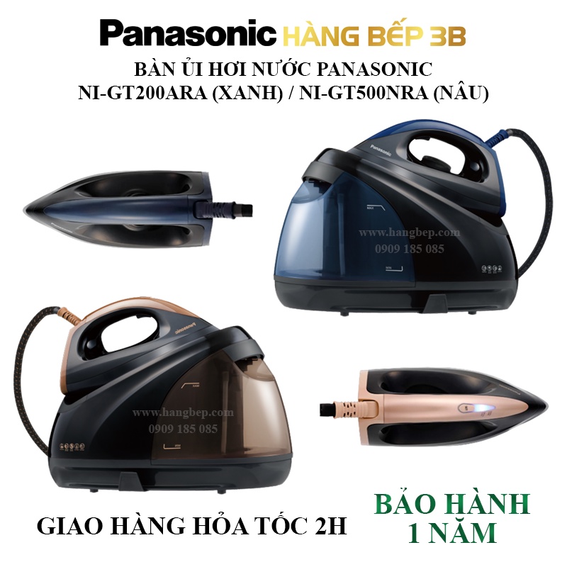Bàn ủi hơi nước Panasonic NI-GT200ARA/NI-GT500NRA - Màu xanh/nâu - Công suất 2400W - Hàng Bếp 3B