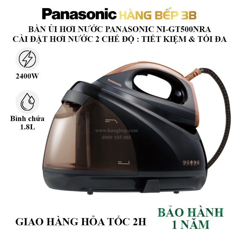 Bàn ủi hơi nước Panasonic NI-GT200ARA/NI-GT500NRA - Màu xanh/nâu - Công suất 2400W - Hàng Bếp 3B
