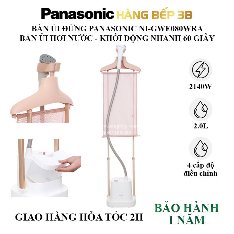 Bàn ủi hơi nước cầm tay dạng đứng Panasonic NI-GWE080WRA - Hàng Bếp 3B