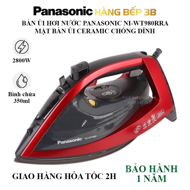 Bàn ủi hơi nước Panasonic NI-WT980RRA - Chính hãng Panasonic - Hàng mới 100% - Hàng Bếp 3B