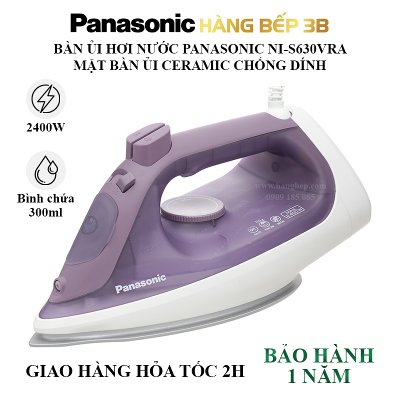 Bàn ủi hơi nước Panasonic NI-S430GRA/S530ARA/S630VRA - Mặt đế chống dính - Bảo hành 12 tháng - Hàng Bếp 3B