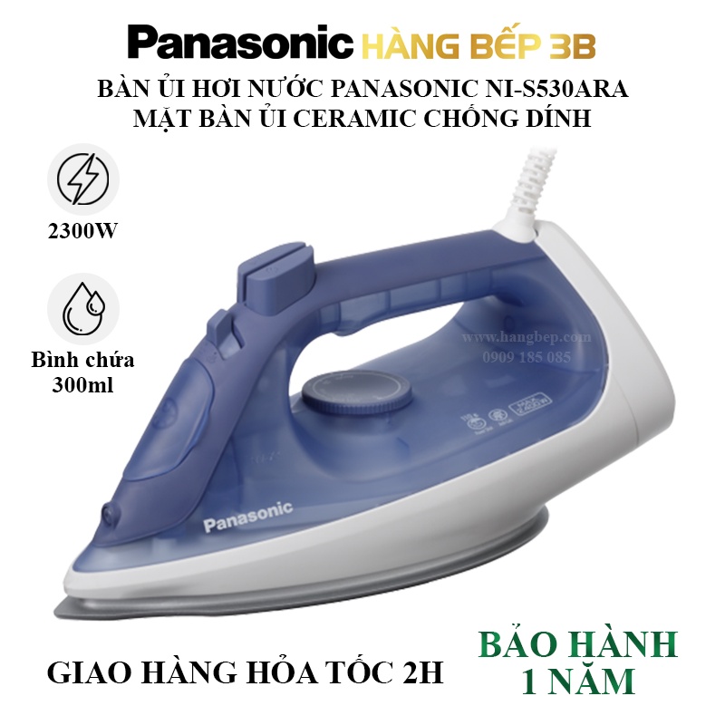 Bàn ủi hơi nước Panasonic NI-S430GRA/S530ARA/S630VRA - Mặt đế chống dính - Bảo hành 12 tháng - Hàng Bếp 3B