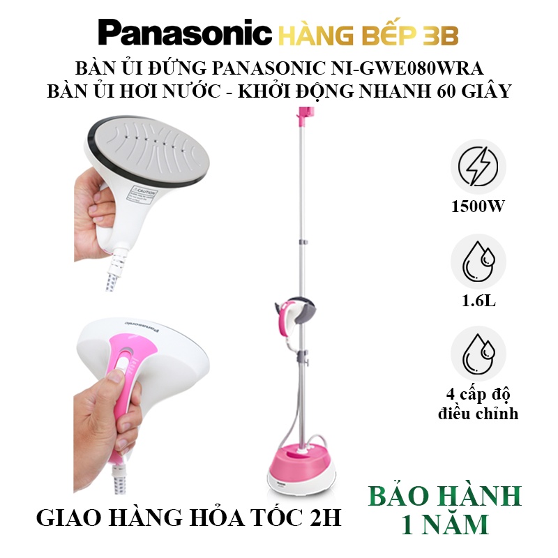 Bàn ủi hơi nước cầm tay dạng đứng Panasonic NI-GSD071PRA - Tiện lợi sử dụng - Bảo hành 12 tháng toàn quốc - Hàng Bếp 3B