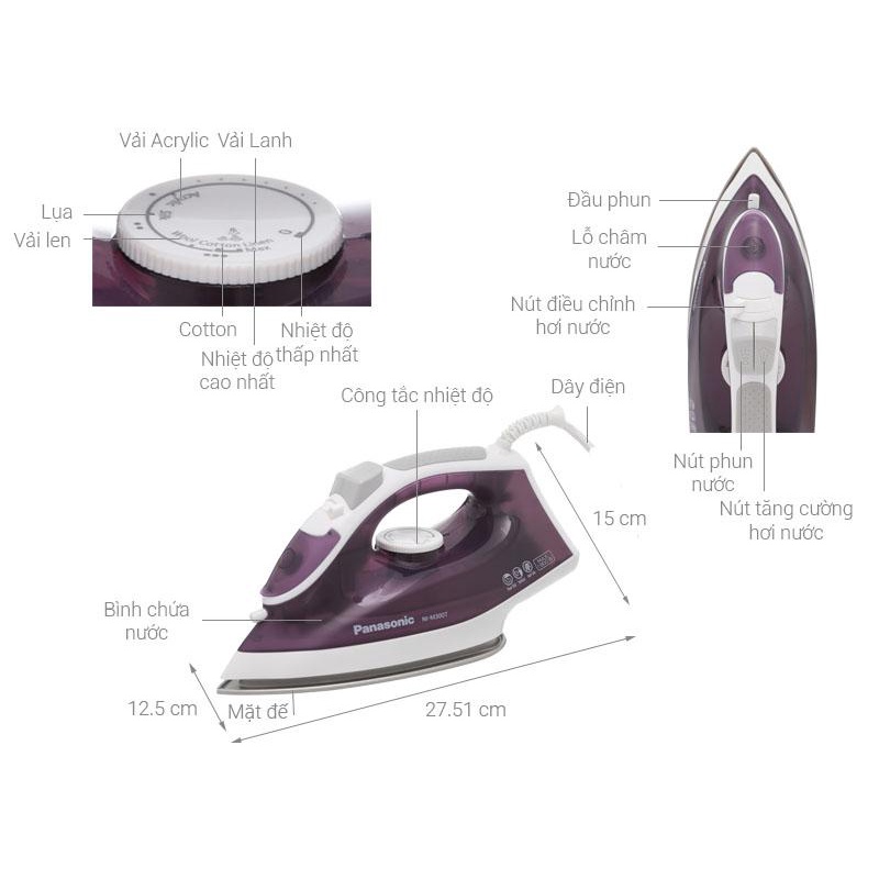 Bàn ủi hơi nước Panasonic NI-M300TVRA/NI-M300TARA/NI-M250TPRA - Bảo hành 12 tháng - Thương hiệu Nhật Bản - Hàng Bếp 3B