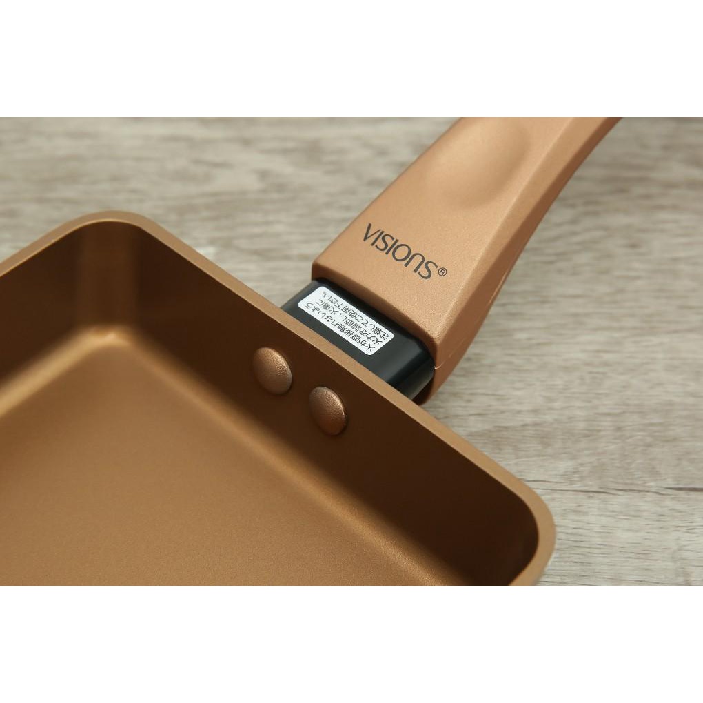 Chảo chiên vuông 18cm Visions VS-EP18-AB/JP - Chảo chống dính - DÙNG ĐƯỢC BẾP TỪ - Hàng Bếp 3B