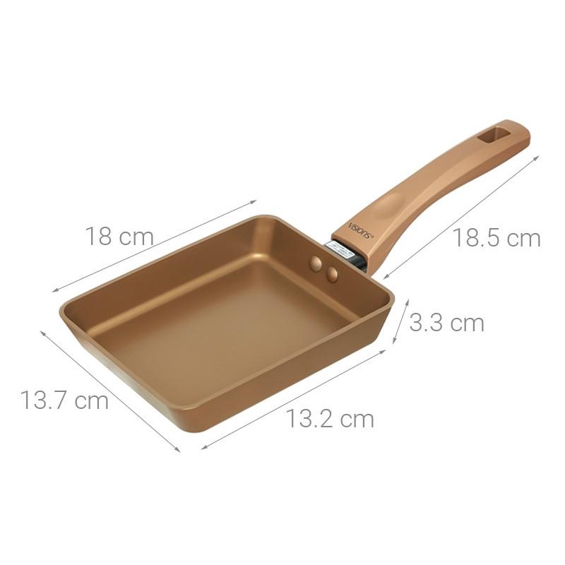Chảo chiên vuông 18cm Visions VS-EP18-AB/JP - Chảo chống dính - DÙNG ĐƯỢC BẾP TỪ - Hàng Bếp 3B