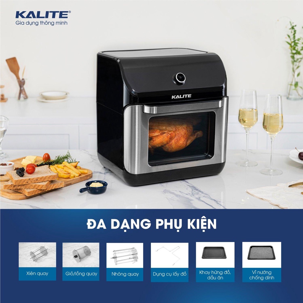 Nồi chiên không dầu Kalite 12 lít KL-1200 - Bảo hành 24 tháng - Hàng Bếp 3B
